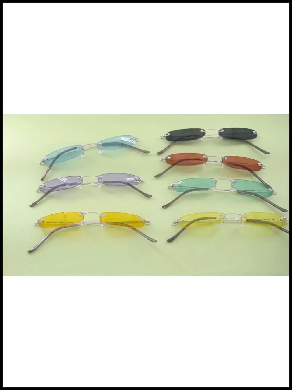Rimless Narrow Rectangle Sunglasses UV400 Protection Ultra Light Metal Frame